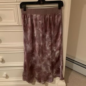 ATM Grey/Purple Tie Dye Silk Midi Skirt